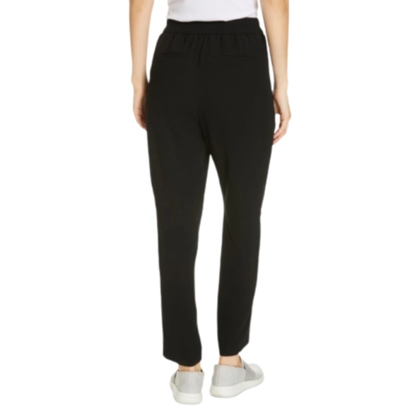 NWT Vince Crepe Satin Stripe Pull On Pants Womens Medium Black Elastic Waist NEW - Picture 4 of 13